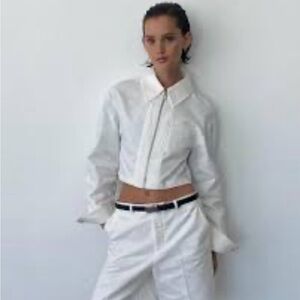 Zara Cropped jacket white. Size M